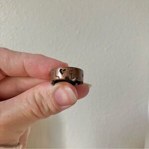 We Fit Copper Puzzle Ring Band Vintage Gold Brown Flower Heart Girly Friend